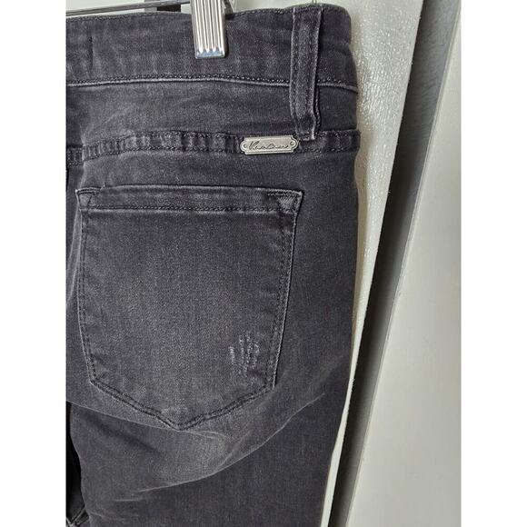 Kancan Wynne Moto Distressed Denim Stretch Black Jeans Size 11/29 Biker - Picture 4 of 13